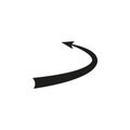 Semicircular rounded curved geometric arrow. The arrow of the flight path and the motion of the object.