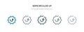 Semicircular up arrow icon in different style vector illustration. two colored and black semicircular up arrow vector icons