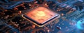 semiconductor Circuit Board CPU Processor Microchip, Central Computer Processors CPU concept, Generative AI Royalty Free Stock Photo