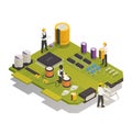 Semiconductor Electronic Components Isometric Composition