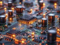 Semiconductor Industry conception Hightech computer board with chip Circuit Board CPU Processor Microchip Starting