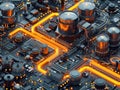 Semiconductor Industry conception Hightech computer board with chip Circuit Board CPU Processor Microchip Starting