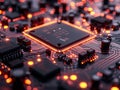 Semiconductor Industry conception Hightech computer board with chip Circuit Board CPU Processor Microchip Starting