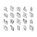 Semiconductor Manufacturing Plant isometric icons set vector Royalty Free Stock Photo