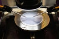 Semiconductor silicon wafer undergoing probe testing