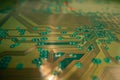 Semiconductors chip. Technology background. High tech electronic circuit board background. Close-up macro electronic