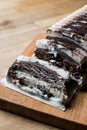 Semifreddo Cake - ice cream with chocolate and vanilla. semi-frozen dessert Royalty Free Stock Photo