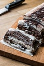 Semifreddo Cake - ice cream with chocolate and vanilla. semi-frozen dessert Royalty Free Stock Photo