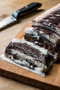 Semifreddo Cake - ice cream with chocolate and vanilla. semi-frozen dessert Royalty Free Stock Photo