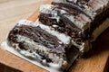 Semifreddo Cake - ice cream with chocolate and vanilla. semi-frozen dessert Royalty Free Stock Photo