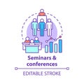 Seminars conferences concept icon. Corporate events idea thin line illustration. Business meetings, trainings. Company Royalty Free Stock Photo