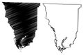 Seminole County, Georgia U.S. county, United States of America,USA, U.S., US map vector illustration, scribble sketch Seminole