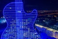 Seminole Hard Rock guitar lit at night