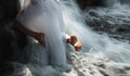 Seminude woman in a waterfall Royalty Free Stock Photo