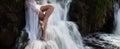 Seminude woman in a waterfall Royalty Free Stock Photo