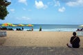 Seminyak, Bali Sep 20 Wide sand beach with tourists, near Kuta Indonesia Royalty Free Stock Photo