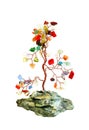 Semiprecious stones tree isolated on white