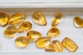 Semiprecious yellow topaz stones in jewellery gem factory