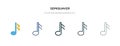 Semiquaver icon in different style vector illustration. two colored and black semiquaver vector icons designed in filled, outline