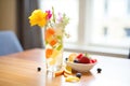 semisweet moscato with summer fruit arrangement Royalty Free Stock Photo