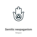 Semitic neopaganism outline vector icon. Thin line black semitic neopaganism icon, flat vector simple element illustration from