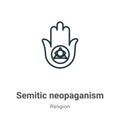 Semitic neopaganism outline vector icon. Thin line black semitic neopaganism icon, flat vector simple element illustration from