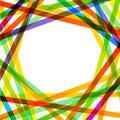 SemiTransparent Multicolored Lines Strips Overlapping Isolated Blank Space in Center. Creative Background Idea for