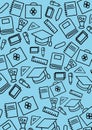Semless pattern with a sketch of school, Office accessories Royalty Free Stock Photo