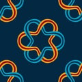 Semless vector pattern with interlacing smooth lines circular ornaments