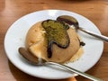 Semolina Dessert with ice cream / irmik helvasi / halva.