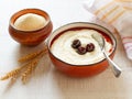 Semolina porridge with cherish jam