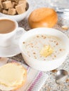 Semolina porridge. Fine and healthy breakfast. Royalty Free Stock Photo