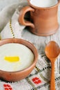 Semolina porridge with melted butter Royalty Free Stock Photo