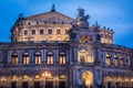 Semper Opera House Dresden illuminated at evening, Germany Royalty Free Stock Photo