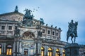 Semper Opera House Dresden illuminated at evening, Germany Royalty Free Stock Photo