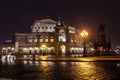 Semper Opera House At Night In Dresden; Germany Royalty Free Stock Photo