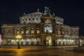 Semperoper in Dresden at night,Saxony,Germany Royalty Free Stock Photo