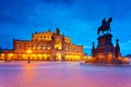 Famous Semperoper Dresden at twilight, Germany