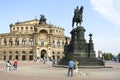 Semperoper, famous opera house and Equestrian statue of King Jan Wettin located on Theatre Square, Dresden, Germany Royalty Free Stock Photo