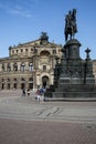 Semperoper, famous opera house and Equestrian statue of King Jan Wettin located on Theatre Square, Dresden, Germany Royalty Free Stock Photo