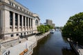 The Senate of Canada Building alongside the Rideau Canal in Ottawa, Ontario, Canada