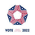 Senate election 2022 in USA. Election poster for voting day in United States. Print of t-shirt for Political election campaign.