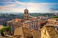 Senate Palace with a temple, famous medieval landmark on the Capitoline Hill of Rome, Italy Royalty Free Stock Photo