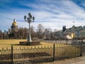 Senate Square with St. Isaac`s Cathedral and the monument to Pet