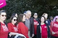 Senator Chuck Schumer of New York State, poses with a group of women during a campaign event