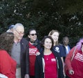 Senator Chuck Schumer stops to meet with a group of women voters Royalty Free Stock Photo