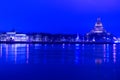 Senatskay square in blue lights at Christmas night