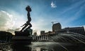 Senayan area Jakarta city statue silhouette view