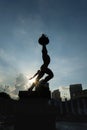 Senayan area Jakarta city statue silhouette view