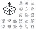 Send box line icon. Open delivery parcel sign. Cargo package. Plane, supply chain and place location. Vector Royalty Free Stock Photo